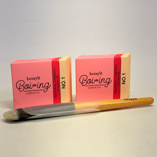ZA@ BENEFIT (3 Pieces) Set 2 Boi-ing Industrial Strength Concealer No.1 & Brush BH46 J