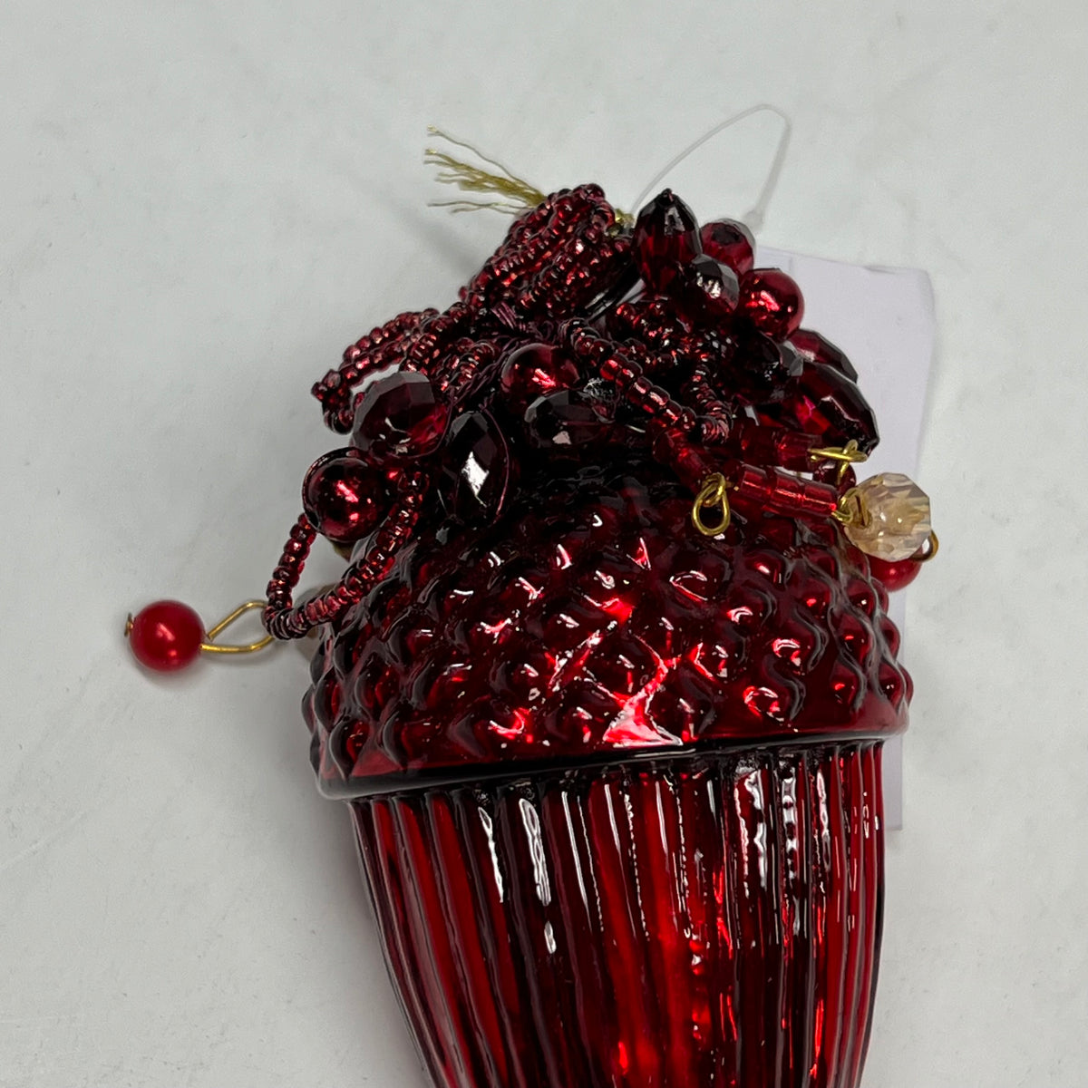 OAKSTREET (6 PACK) Assorted Beaded Acorn Ornament 4"x2" Red/Green OSW268356