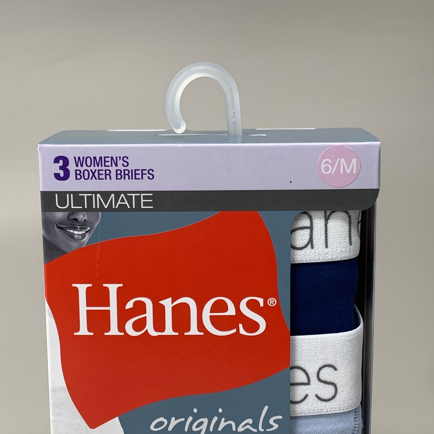 HANES 3 PACK!! Originals Women's Breathable Cotton Boxer Briefs Underwear Sz M Blue 45OUBB