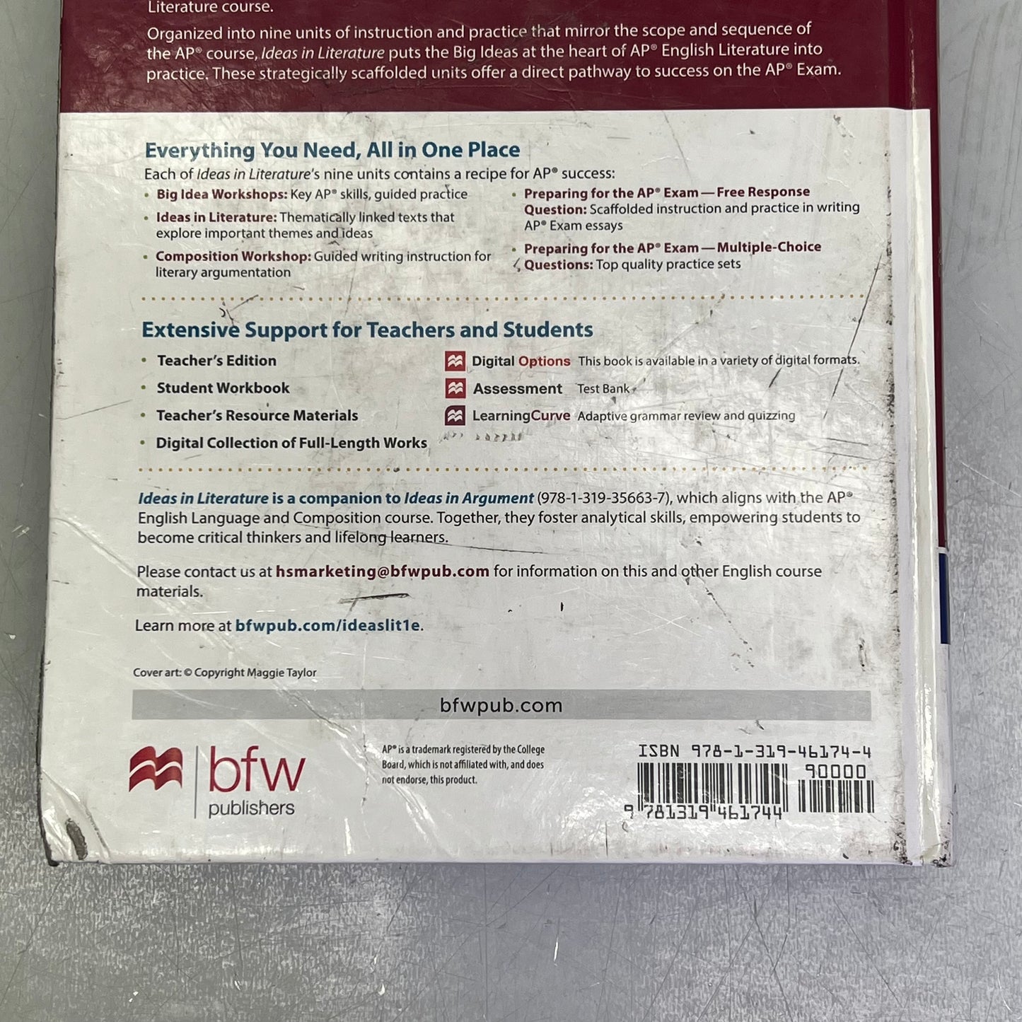 IDEAS IN LITERATURE AP English Literature Course Hardback Book 1st Ed (As-is)