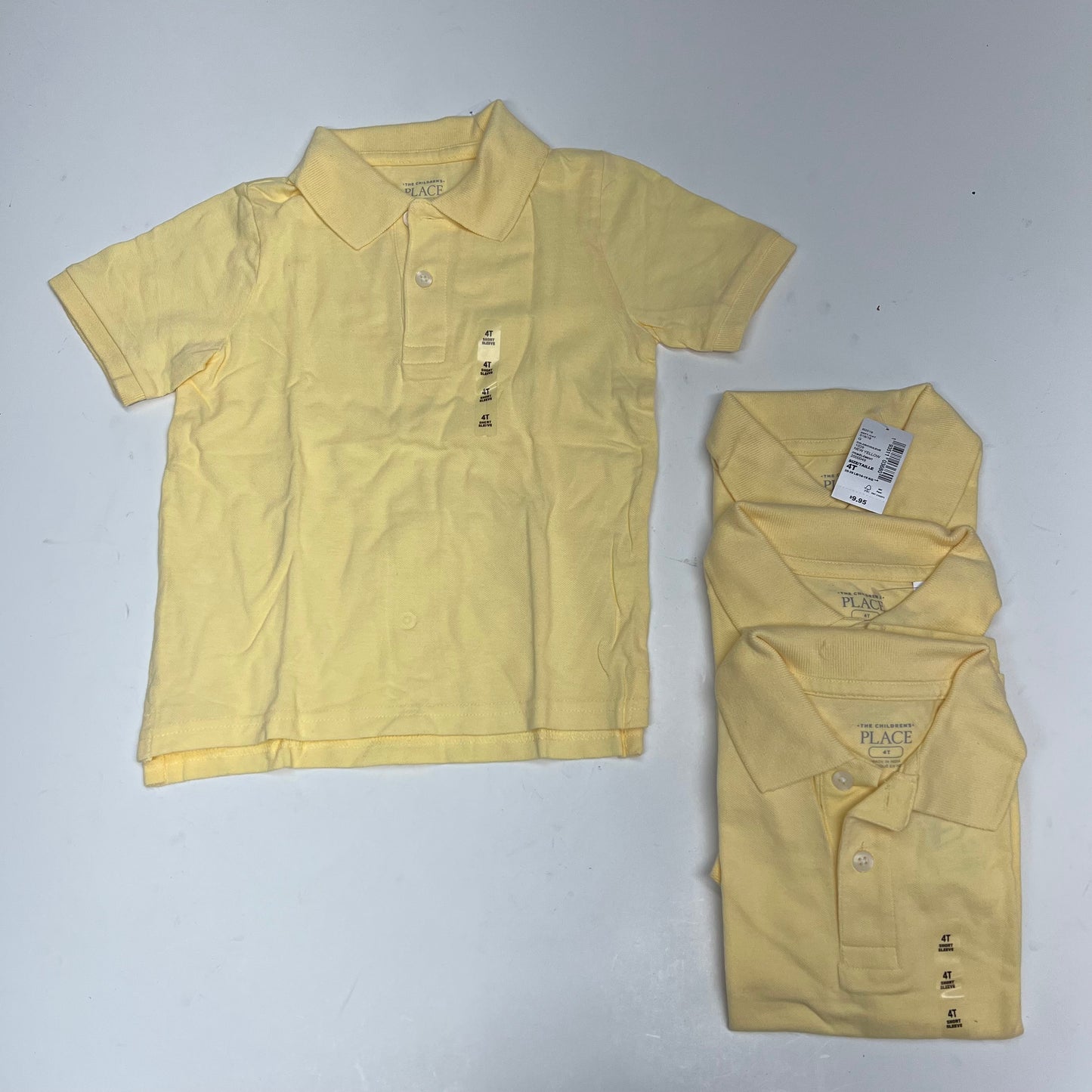 THE CHILDRENS PLACE (4 PACK) Uniform Soft Pique Polo Shirt Boy's Sz 4T Yellow