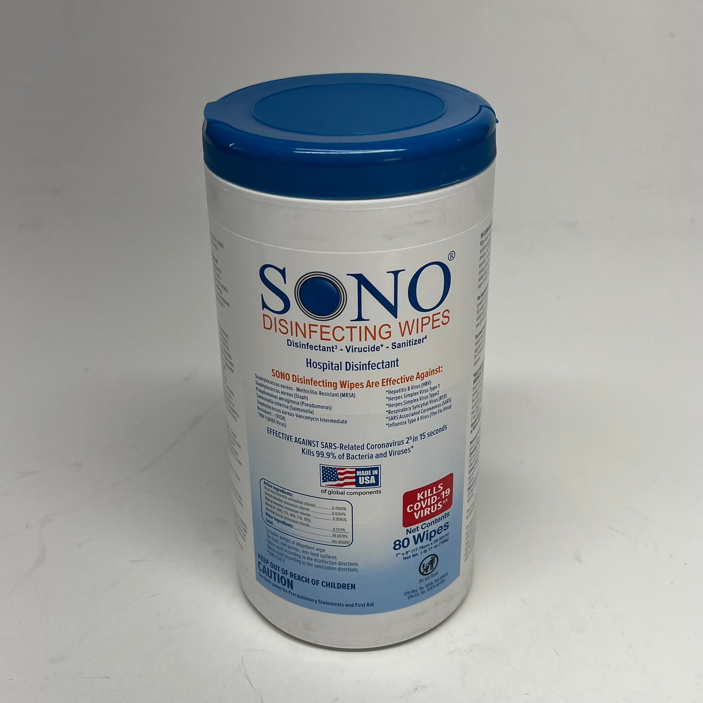 SONO (6 PACK, 80 Wipes Each) Disinfecting Wipes For Plastic & Rubber Surfaces