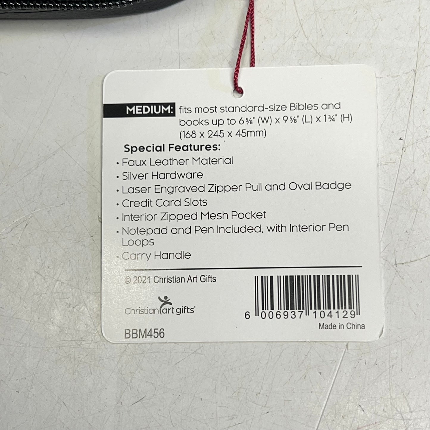 CHRISTIAN ART GIFTS Two-fold Faux Leather Organizer Bible Cover 6"x9" Black