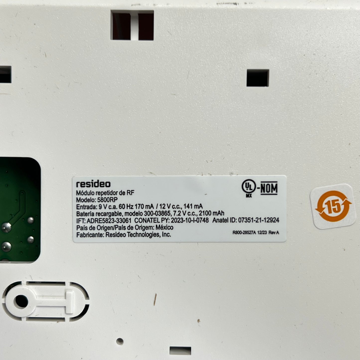 HONEYWELL Ademco Rf Wireless Repeater Module 80mA Current White 5800RP