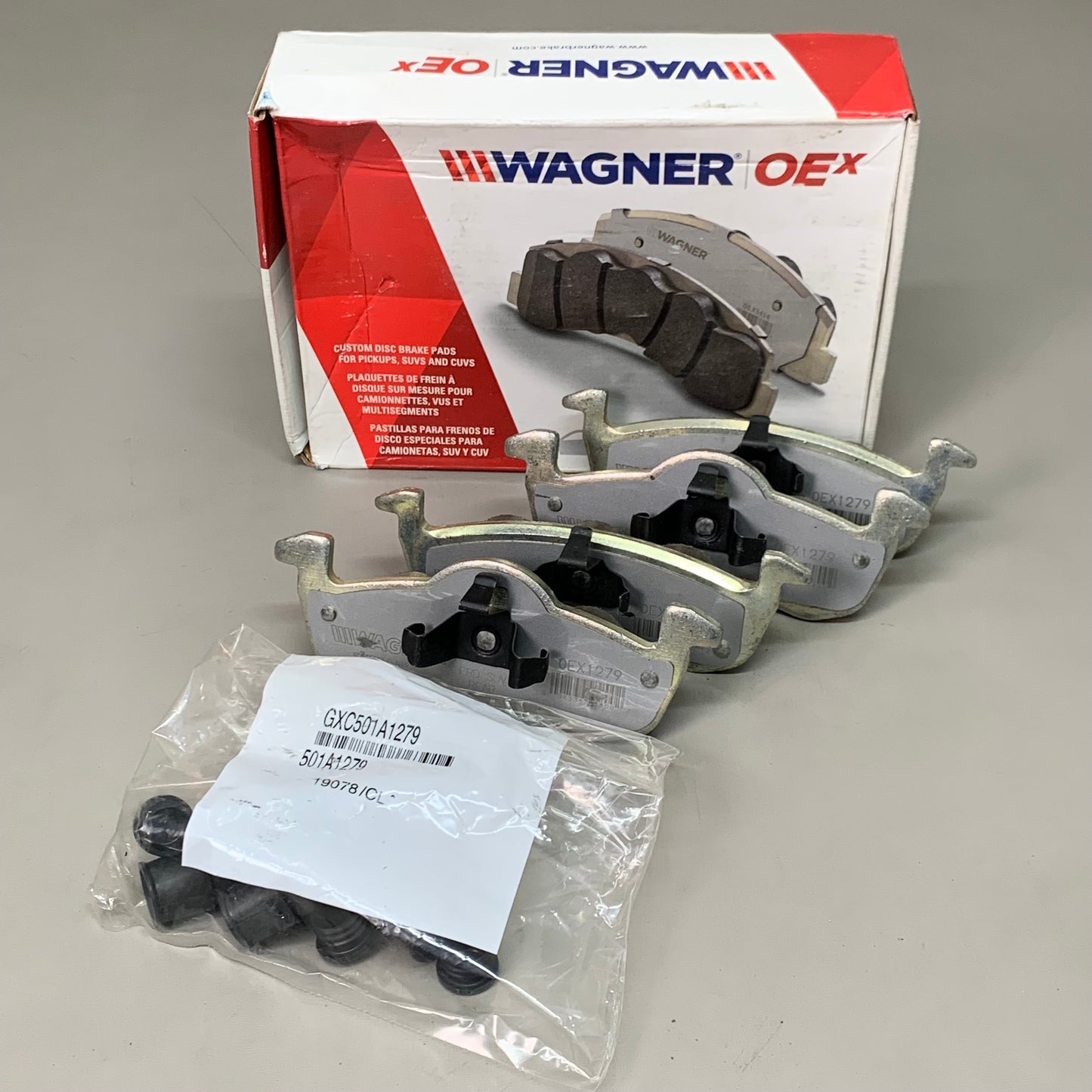 WAGNER OEx Ceramic Disc Brake Pad Set 5" x 2" Grey OEX1279