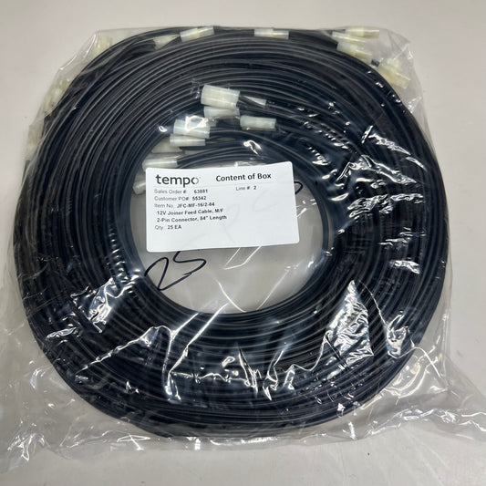 TEMPO 12V Joiner Feed Cable M/F 25 Pack Sz 84” L Black JFC-MF-16/2-84