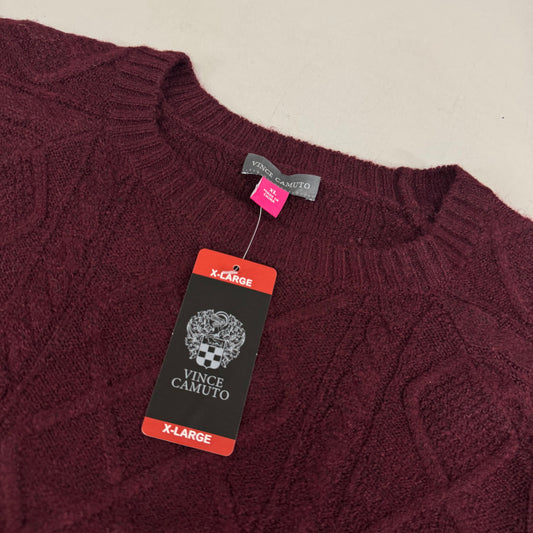 VINCE CAMUTO Cable Knit Sweater Women's Sz-XL Wine SC2895