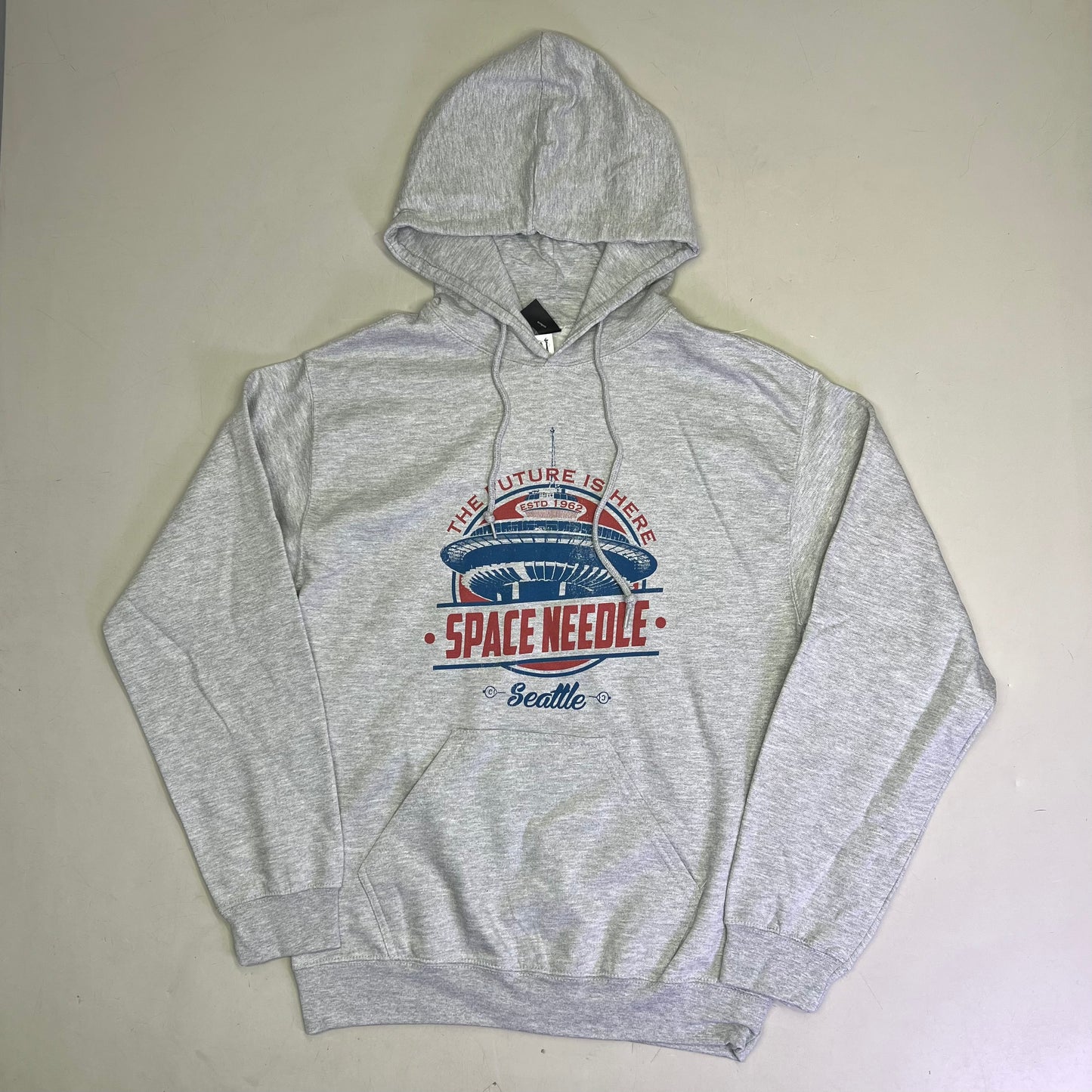 POINT Seattle Washington Space Needle Hoodie Unisex Sz S Heather Grey 041713