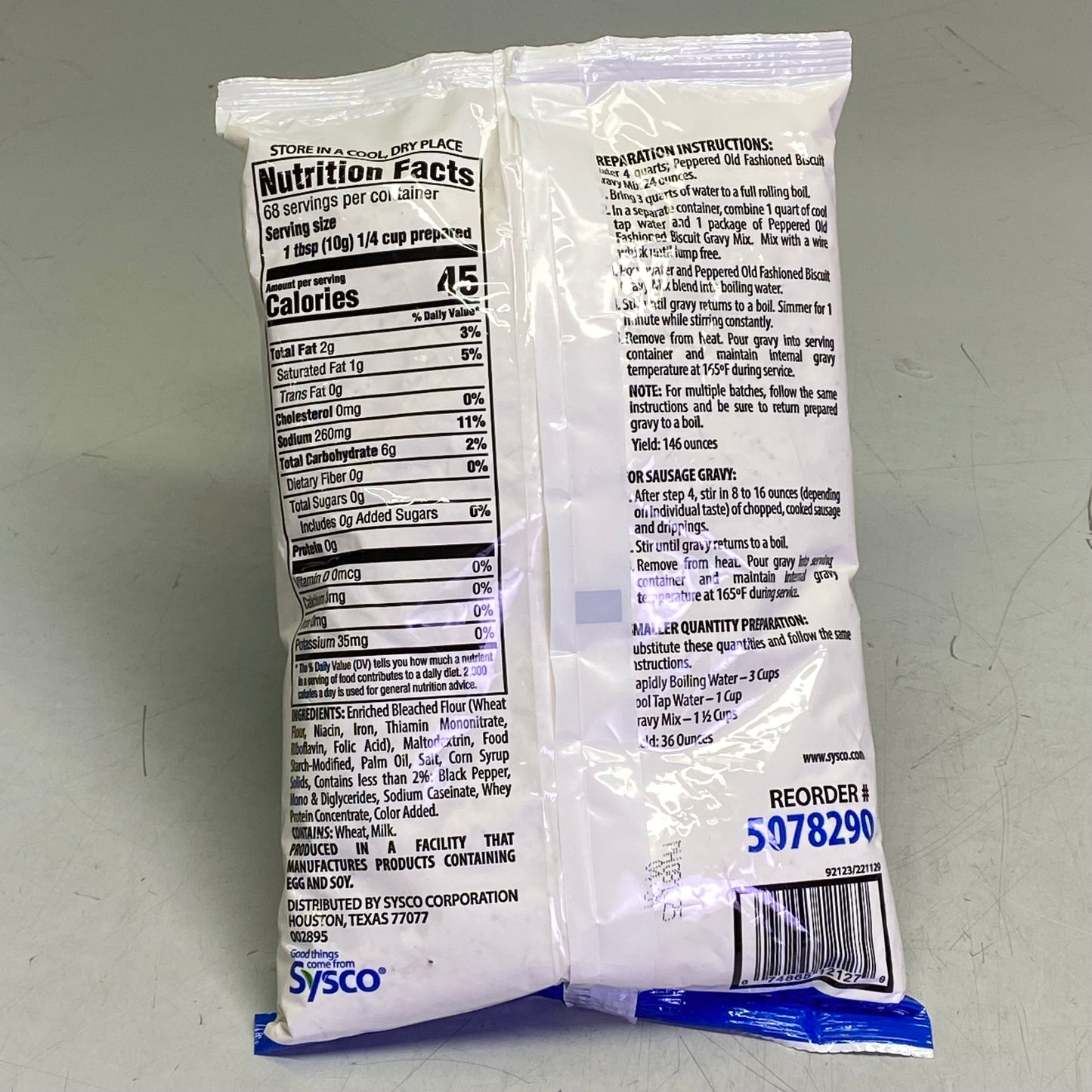 SYSCO (6 PACK) Old Fashioned Biscuit Gravy Mix 24 oz White 5078290