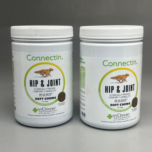 CONNECTIN (2 PACK) Hip & Joint Clinically Proven Comfort + Mobility Dog Supplement Soft Chews 08/25