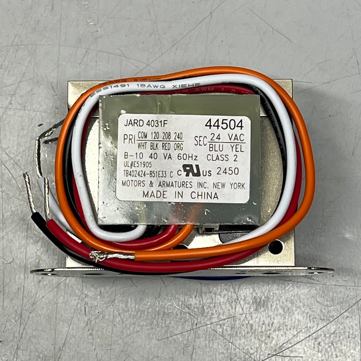 MARS Jard Foot Mount Control Transformer 120/208/240 24V 40VA 44504