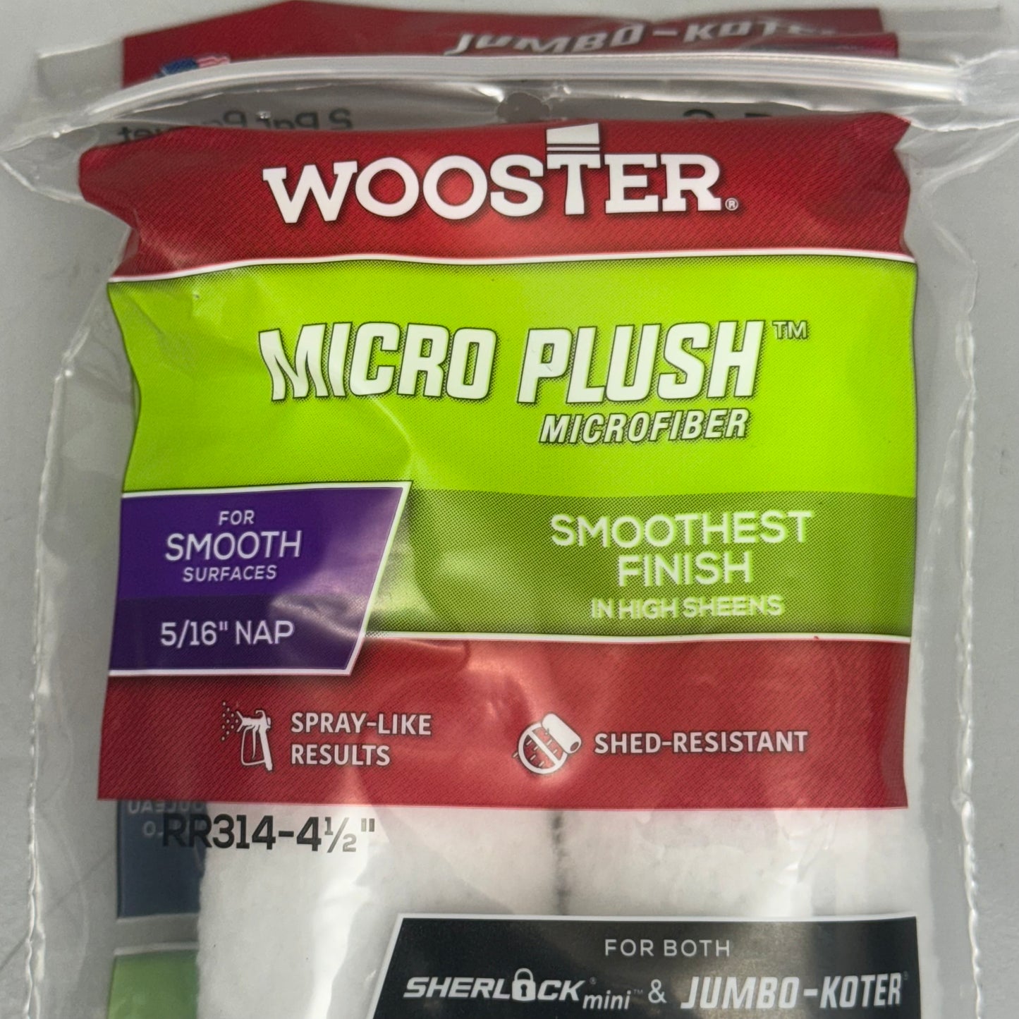 WOOSTER (4 PACK) 2 Micro Plush Microfiber Paint Rollers 4.5"x.5” White