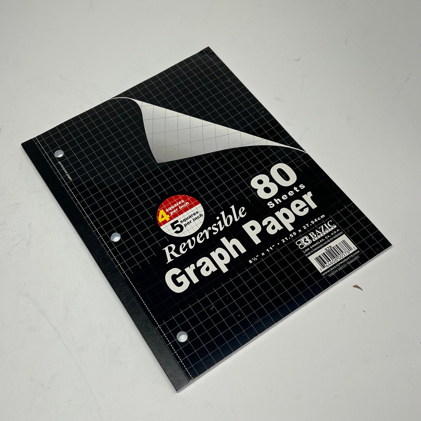 ZA@ BAZIC  (6 PACK, 80 SHEETS EACH) Reversible Graph Paper  8.5"x11" White 578