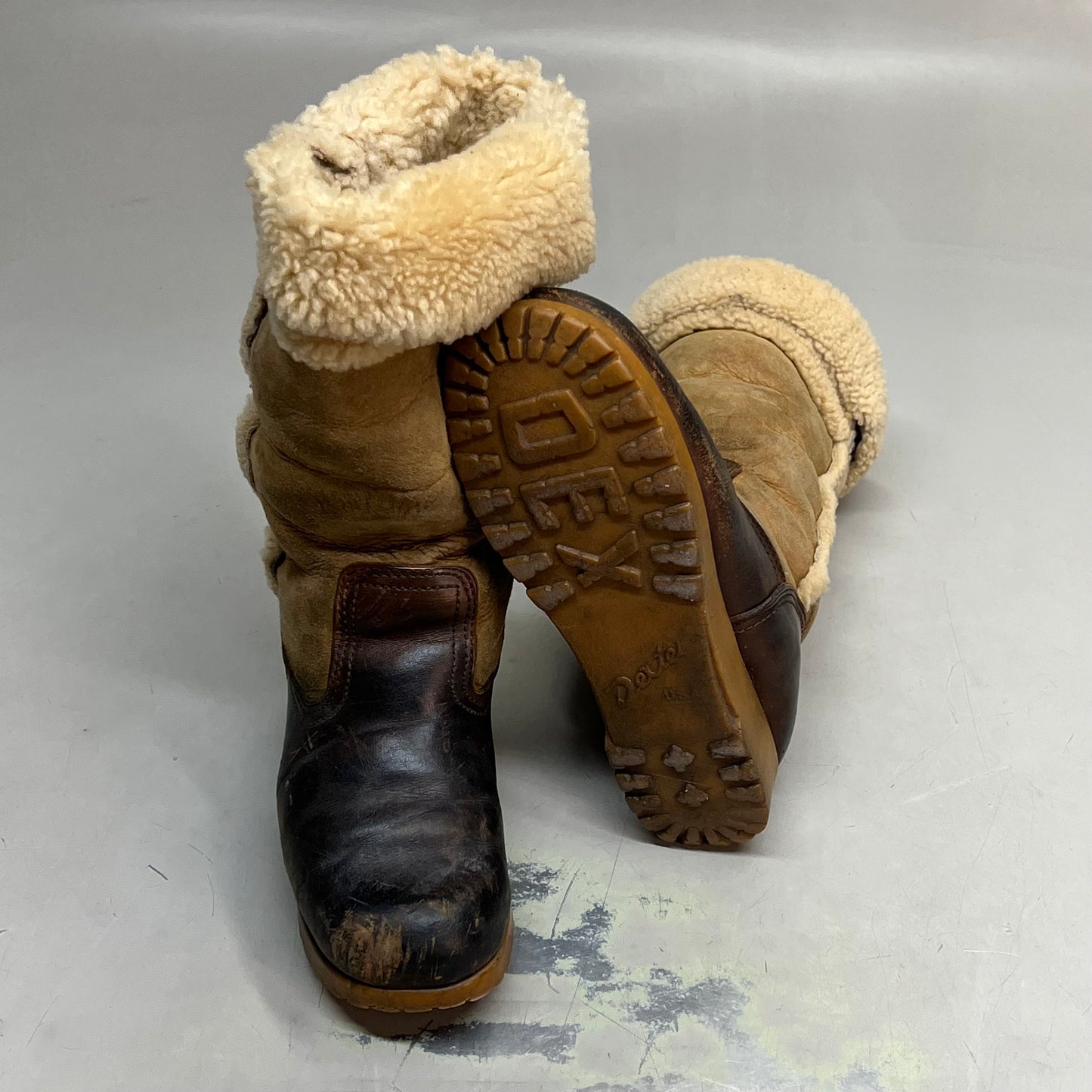 DEXTER USA Suede & Leather Fur Lined Boots  Women's Sz 12 Brown (Pre-Owned)