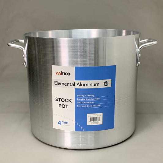 WINCO Corrosion Resistant 24 Quart Elemental Aluminum Stock Pot Chrome APS-24