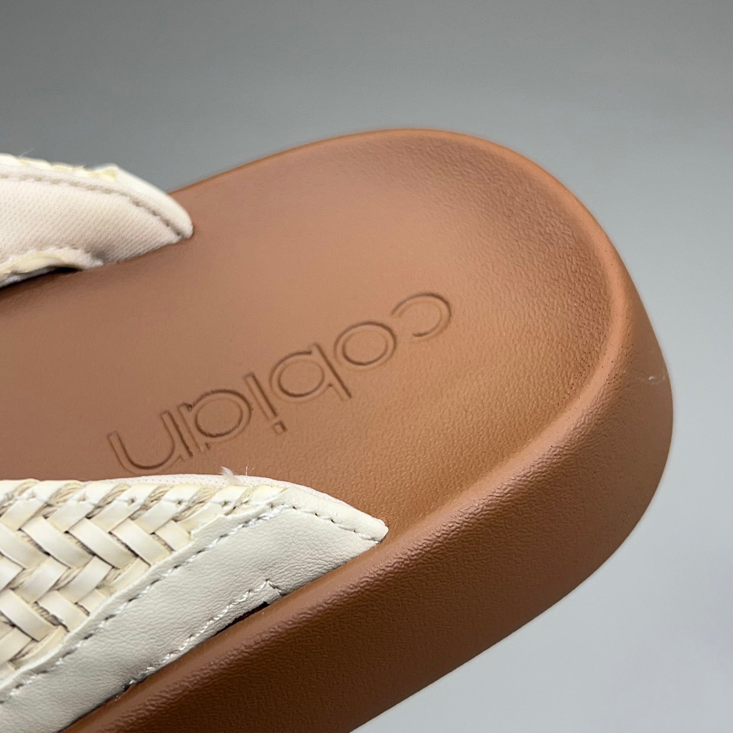 COBIAN Palmilla Braided Synthetic Leather Strap Women's Sz 6 EU 35.5 Cream PAL25-110-6