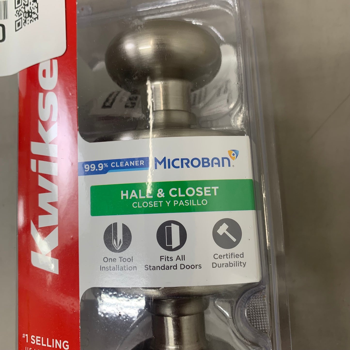 KWIKSET Closet Cove Passage Door Knob 2" Diameter Silver 92001-509