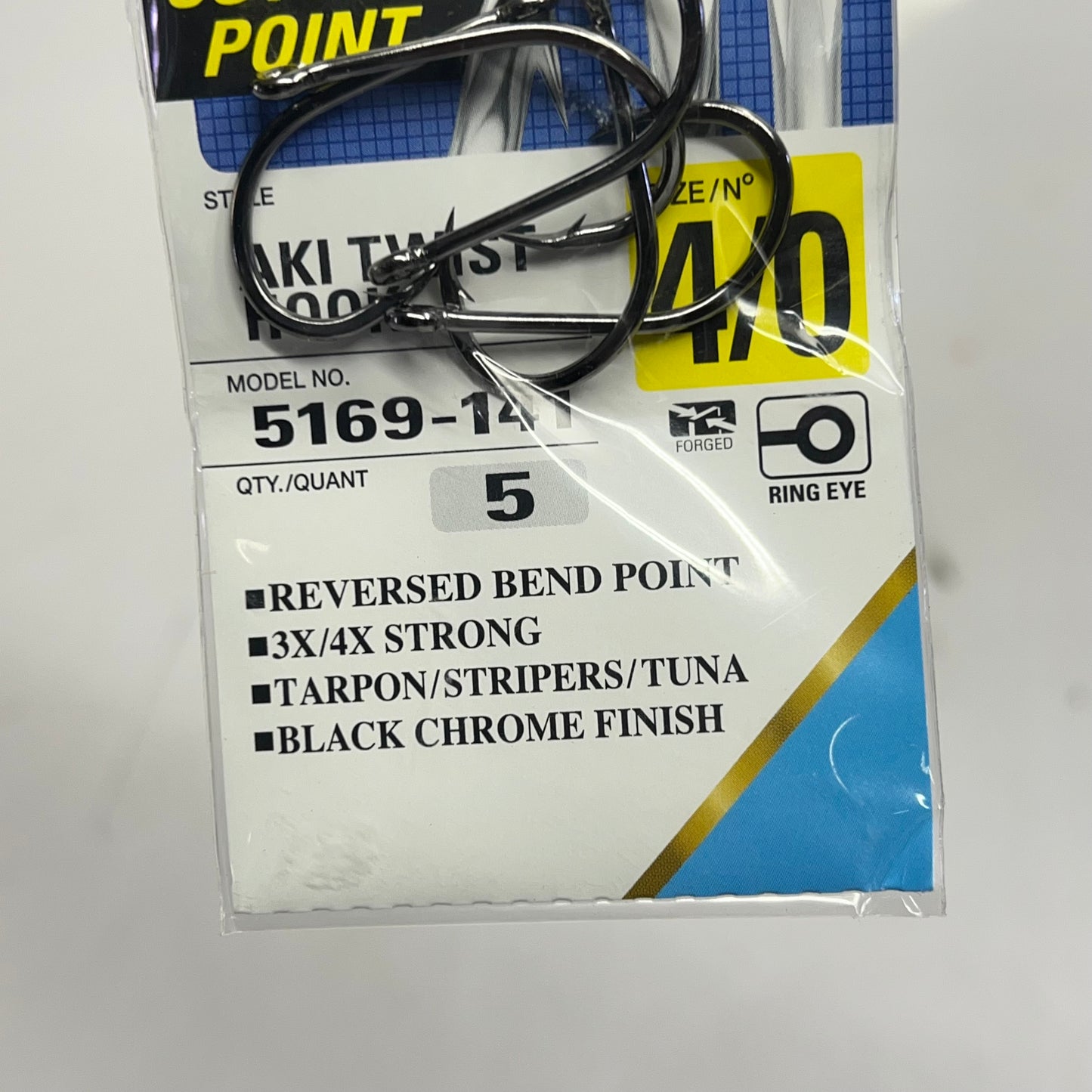 OWNER (3 PACK, 5 EACH) Aki Twist Straight Eye 4/0 Black Chrome Finish 5169-141