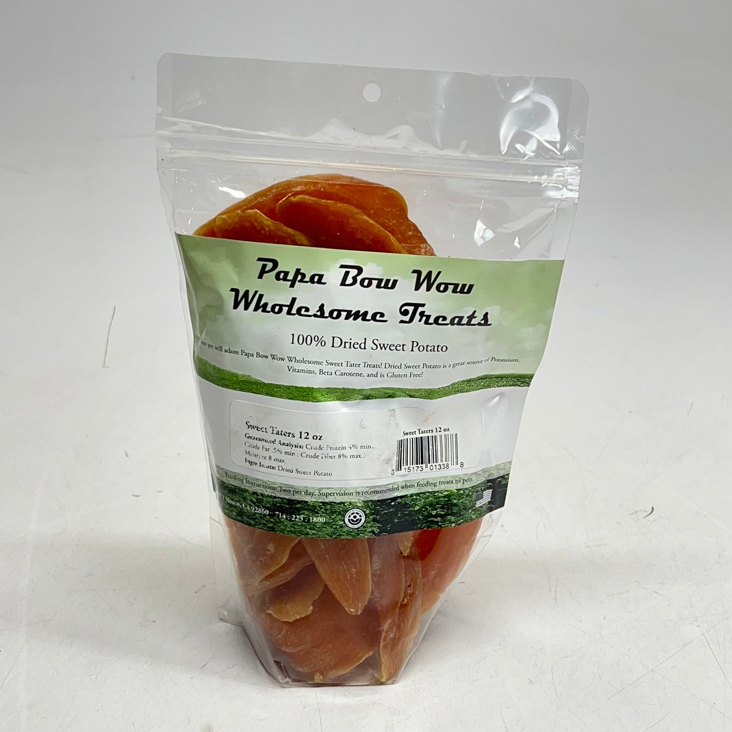 PAPA POW WOW (2 PACK) Wholesome Treats 100% Dried Sweet Taters 12 Oz BB 02/27