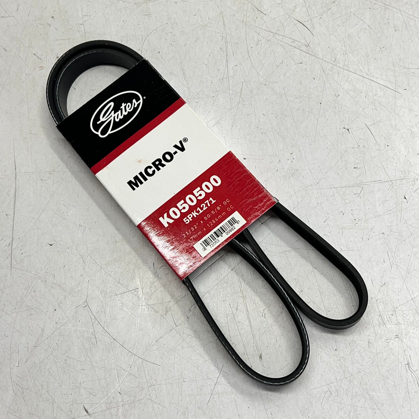 GATES Micro-v Serpentine Belt 5 Rib Epdm Rubber 50-9/16" Black K050500
