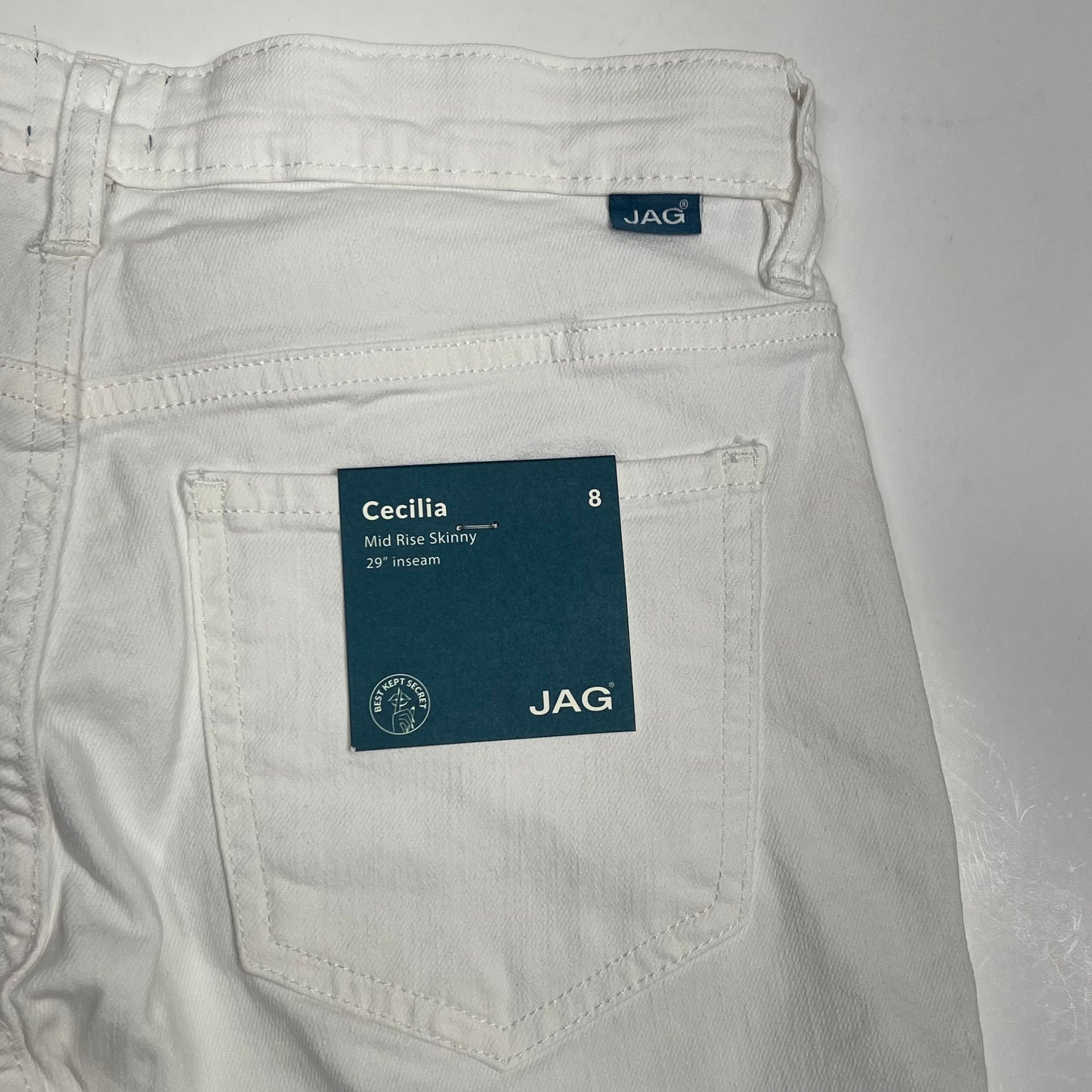 ZA@ JAG Cecila Skinny Jeans Flattering Mid Rise Women's Sz 8/29  White J2865CBD618 (As-is, Small Stain)