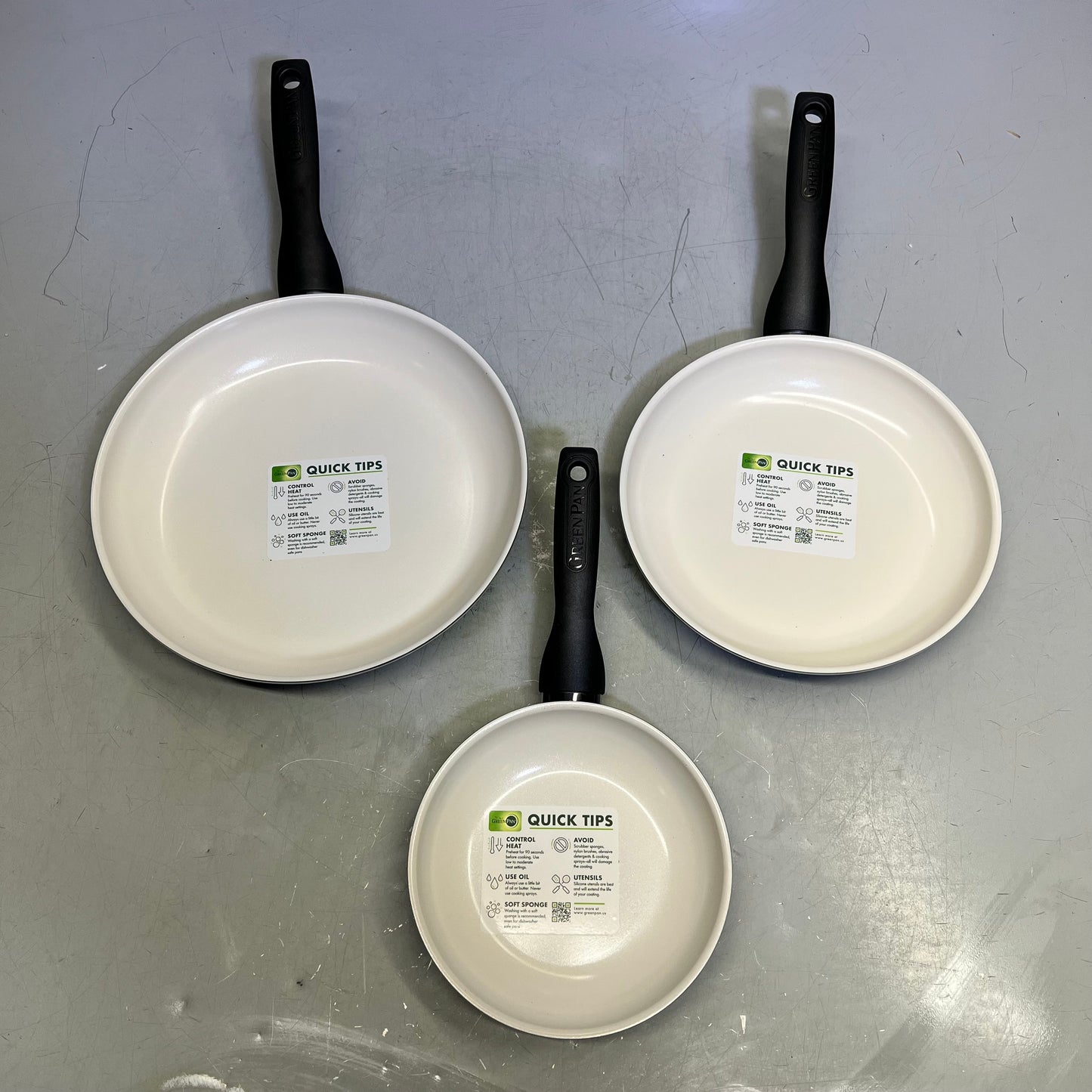 GREENPAN (3 PIECE) Rio Frying Pan Set Healthy Ceramic Diamond Enhanced Non Stick