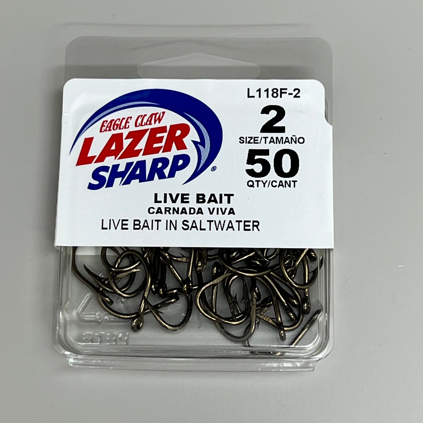 EAGLE CLAW (2 PACK) Lazer Sharp Live Bait in Saltwater Bronze #2 50pc L118F-2