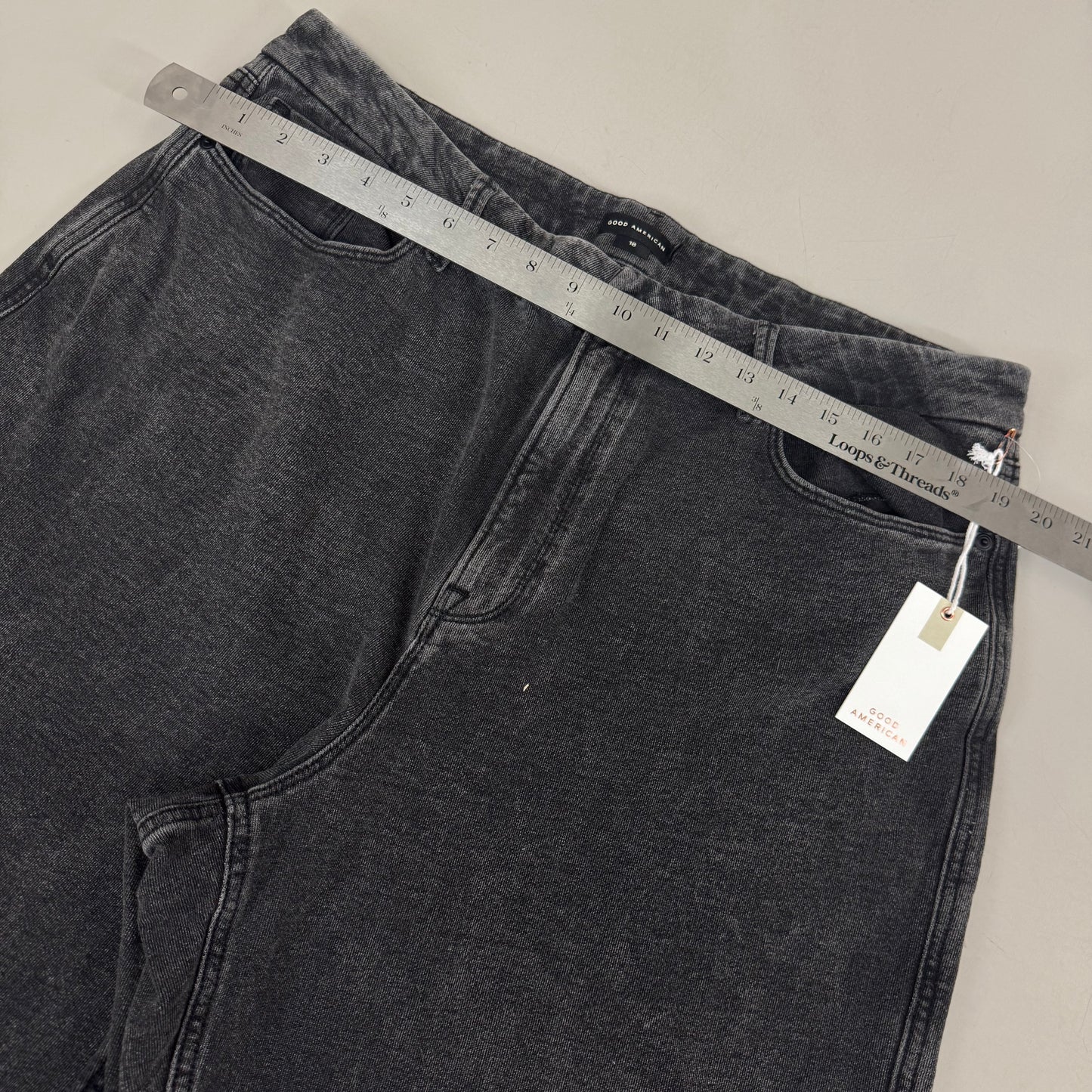 GOOD AMERICAN Jeanius Good Skate Jeans Women's Sz 18 Black GS0409BVN
