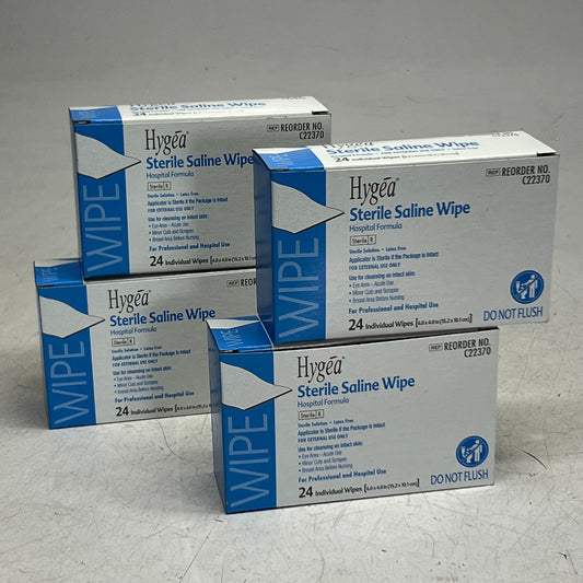HYGEA (4 PACK) Sterile Saline Wipes Sz 6" x 4" Wipe C22370 BB 09/27