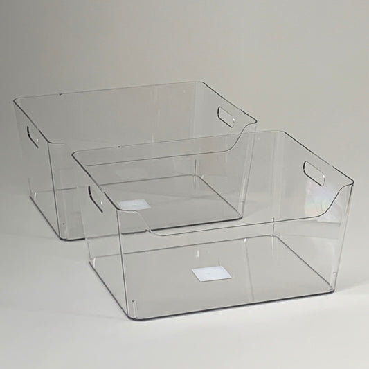 ZA@ SIMPLY TIDY (2 PACK) Storage Bin w/ Handles Premium Quality Plastic 13" x 9.5" x 5.5" Clear 738064 B