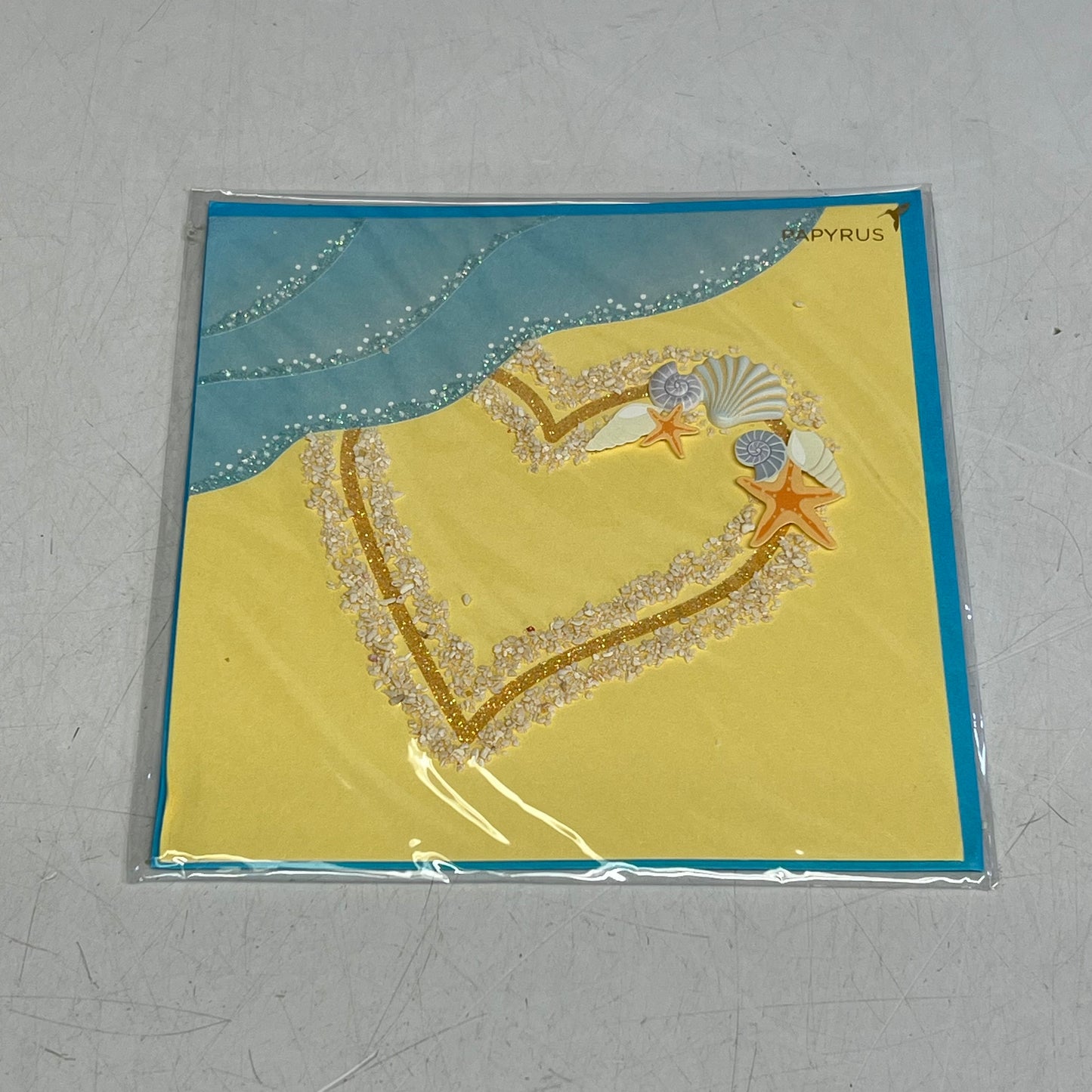 PAPYRUS (3 PACK) Heart Beach Blank Card 3D Made From Real Sand  6.5" 006532684