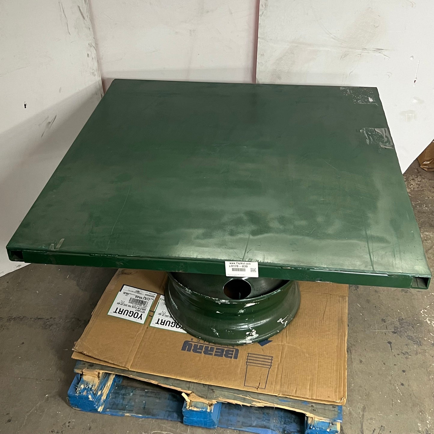 HANDMADE 48" Heavy-Duty Steel Rotating Table / Redneck Dining Table Green (Pre-Owned, AS-IS)