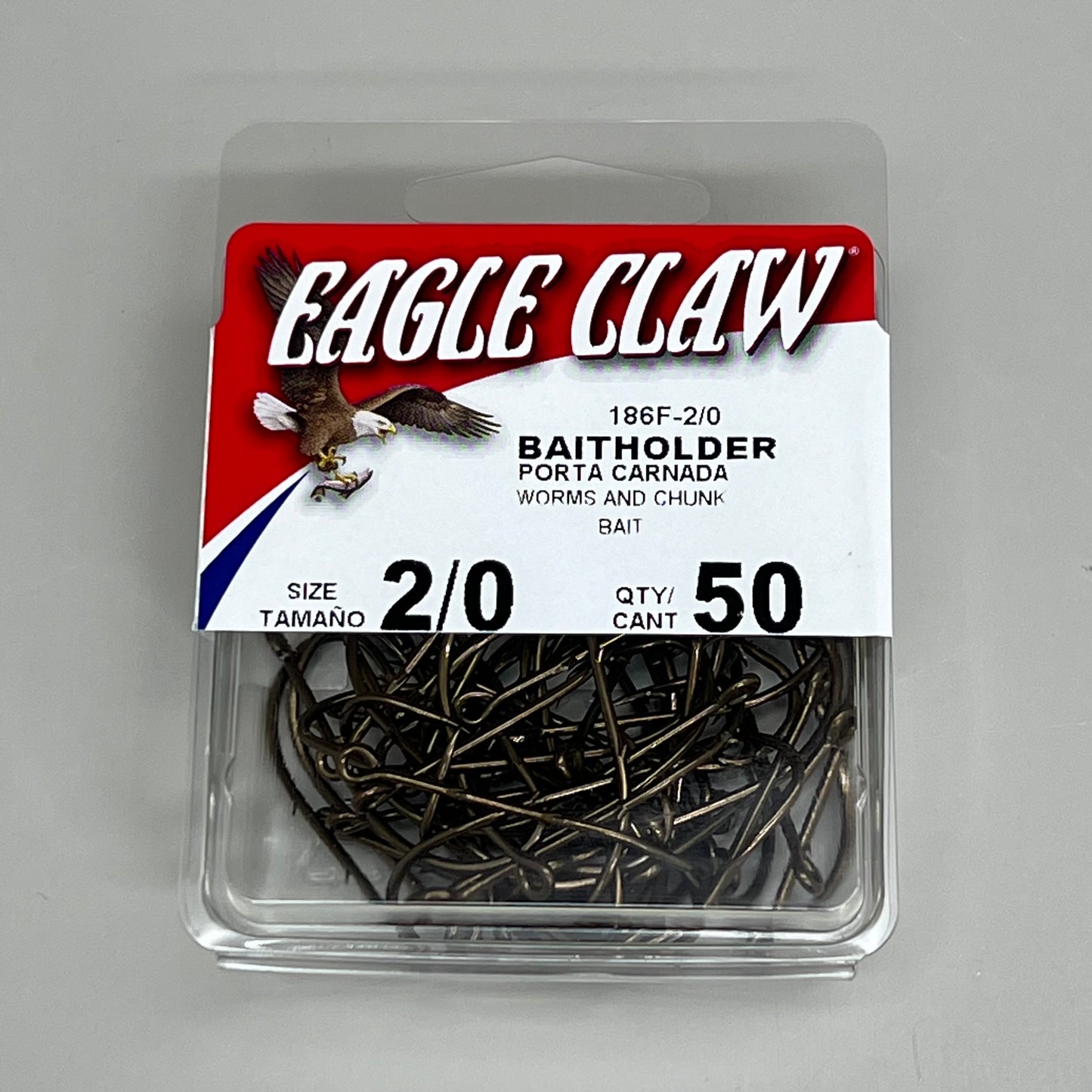 EAGLE CLAW Ultra Sharp Bait Holder Worms/Chunk Bait Bronze #2/0 50pc 186F-2/0