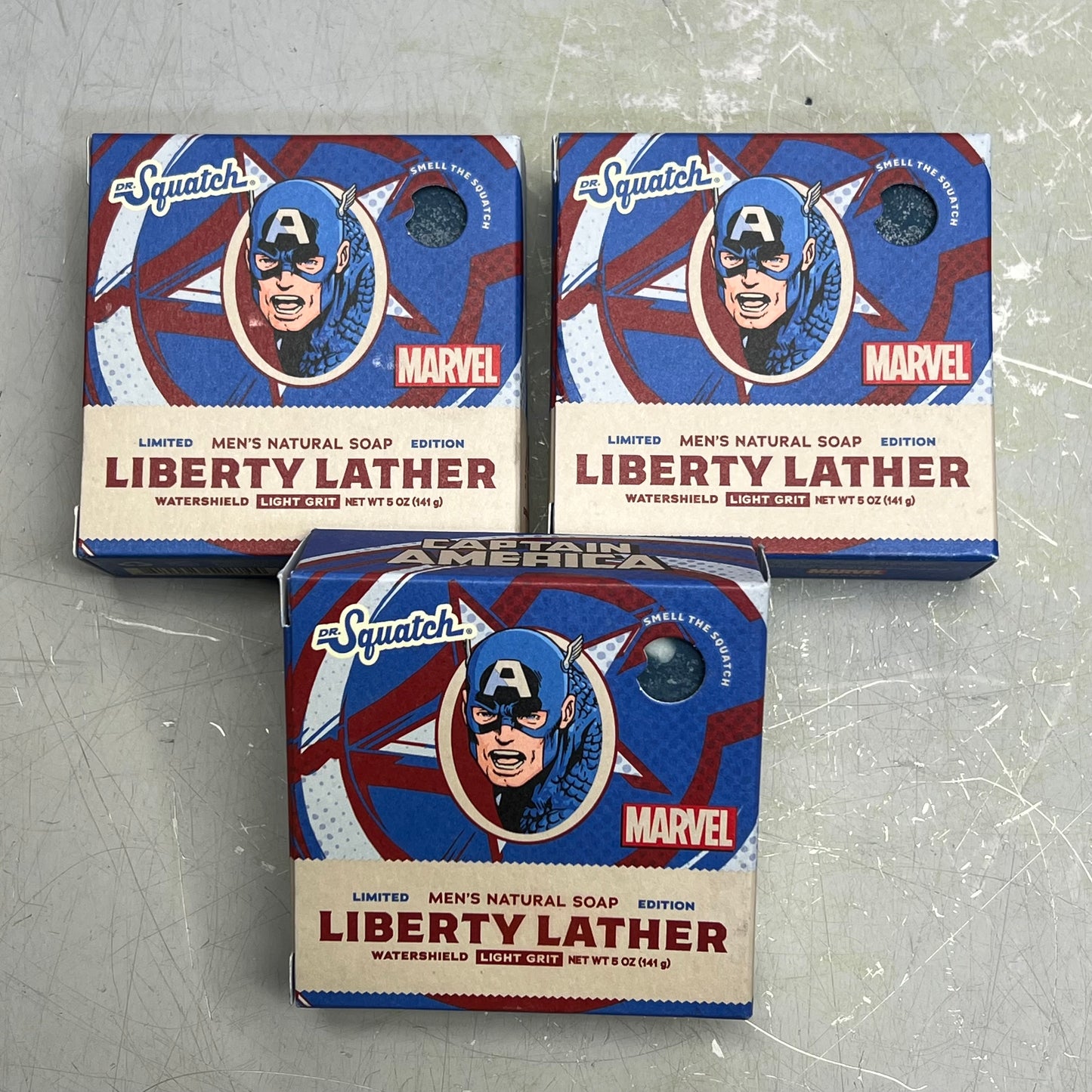 DR SQUATCH (3 PACK) Liberty Lather Natural Bar Soap Light Grit LIMITED 5oz