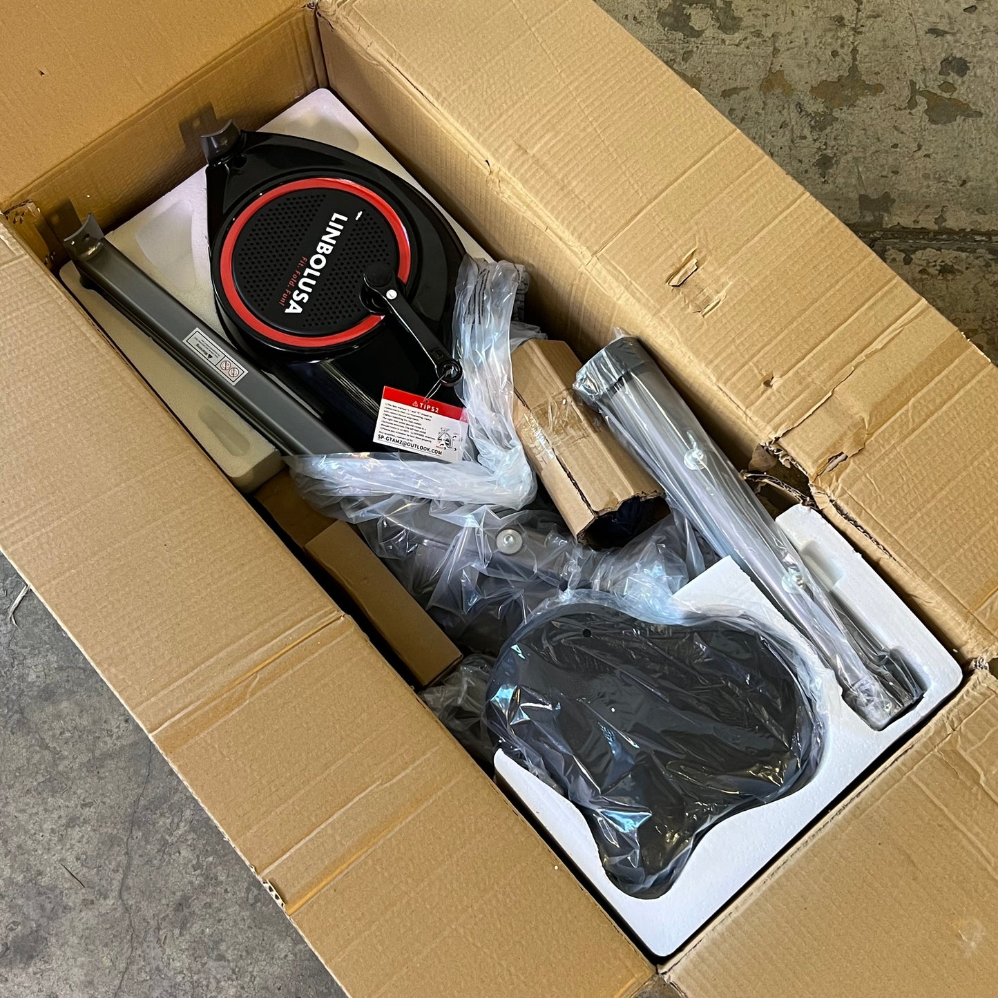 LINBOLUSA Indoor Exercise Bike GT-8116GB, Grey & Black (New Other, Distressed Box)