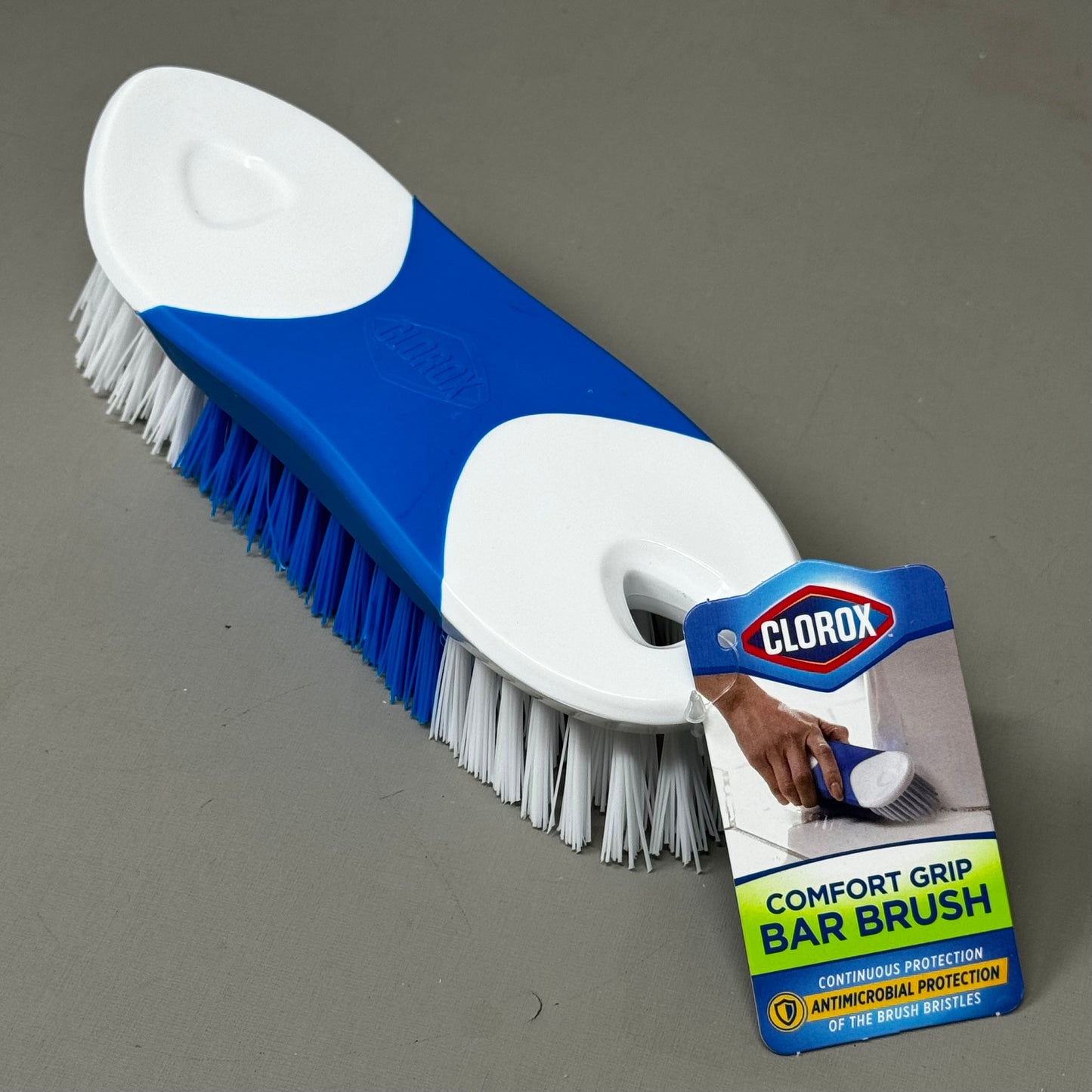 CLOROX (3 PACK!) Comfort Grip Bar Brush 8" x 2" Blue/White 622118