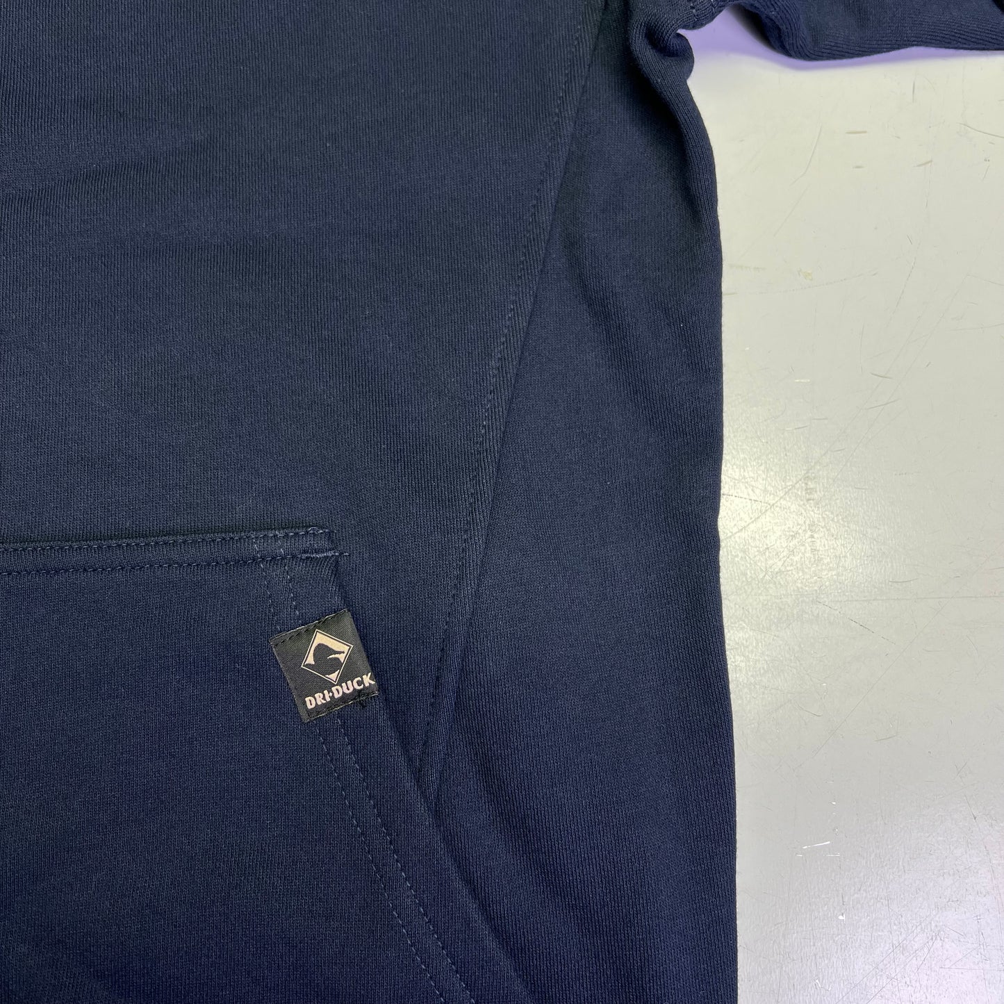 DRI DUCK Woodland Fleece Pullover Thermal Hood Men's Sz M Navy Blue/Yellow 7035