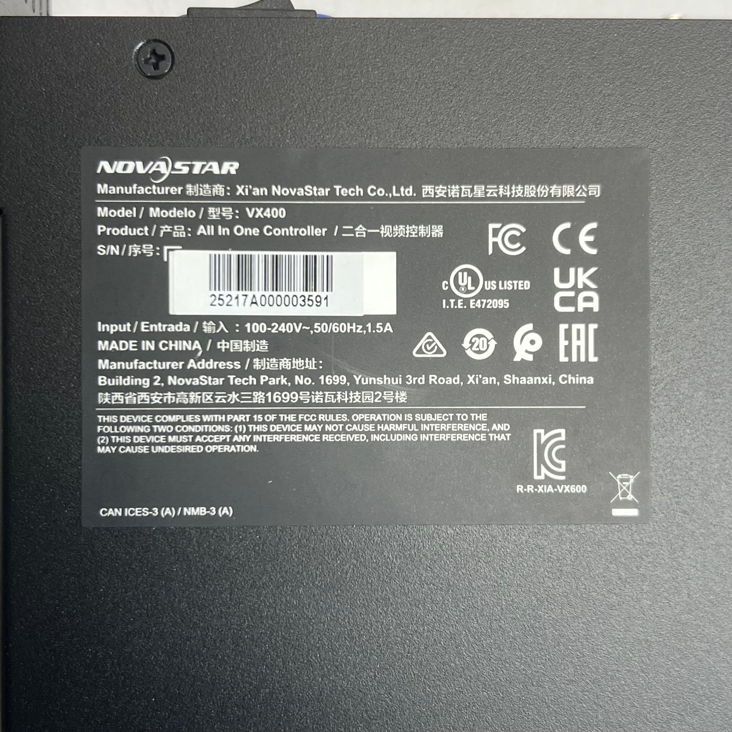 NOVASTAR All-in-One Video Controller Processor Sz 10" x 19" VX400