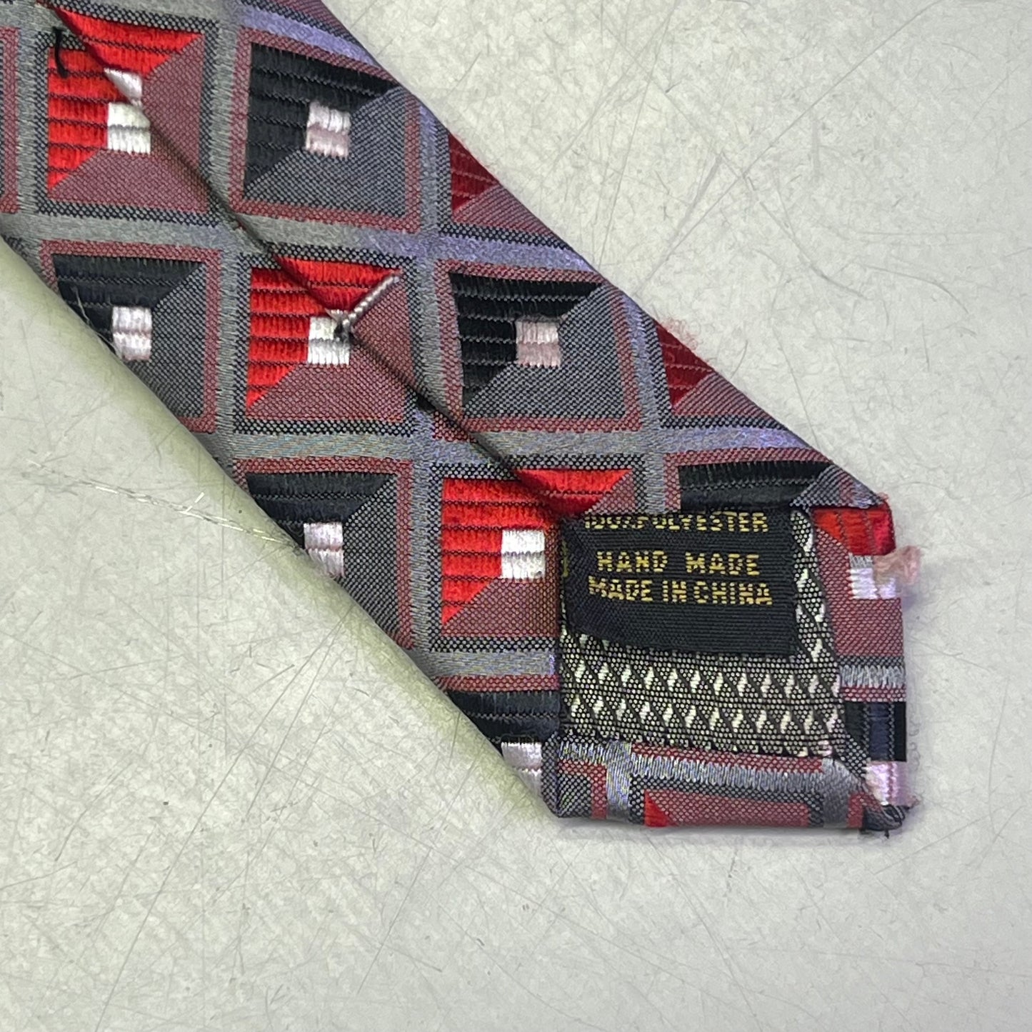 ALEXANDER JULIAN COLOURS Diamond Pattern Polyester Tie 60" Red (Pre-Owned)