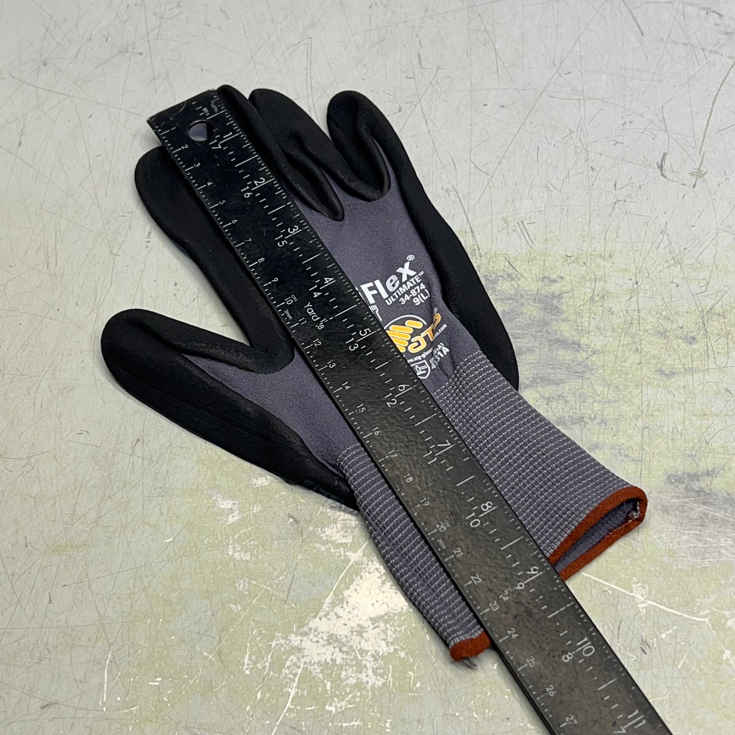 ATG (12 PAIRS) MaxiFlex Ultimate Palm Coat Knitwrist Gloves Sz L Black 34-874