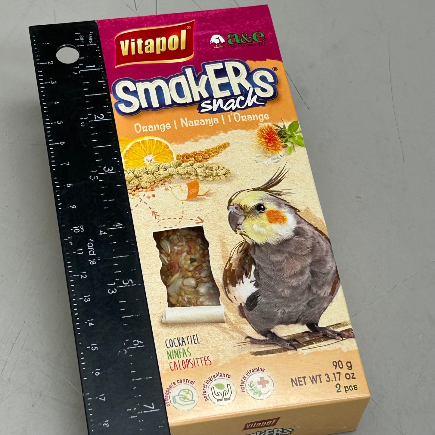 A&E CAGE COMPANY (2 Pack, 2PCS Each) Vitapol Smakers Snack Orange Flavor For Birds 3.17oz per Package
