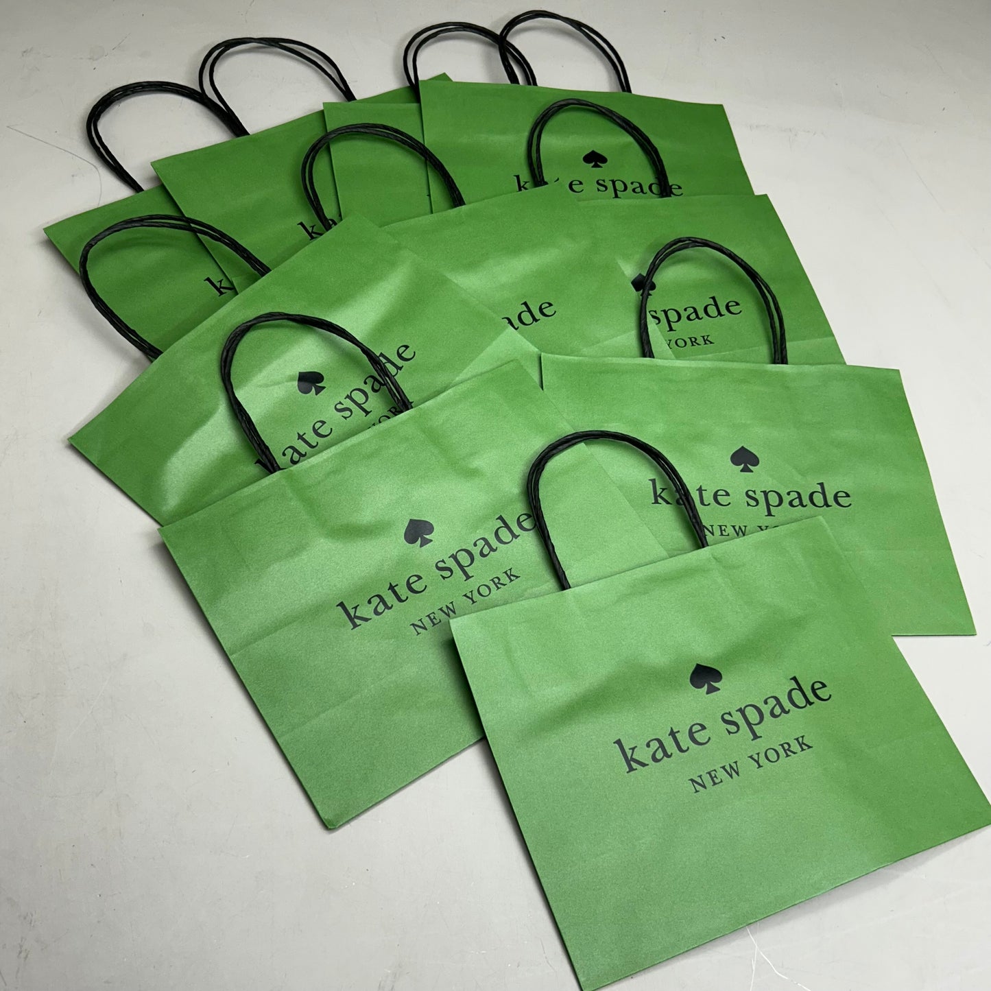 KATE SPADE (10 Pack) Holiday Shopping Paper Gift Bag Set 8"x10"x4.5" Green
