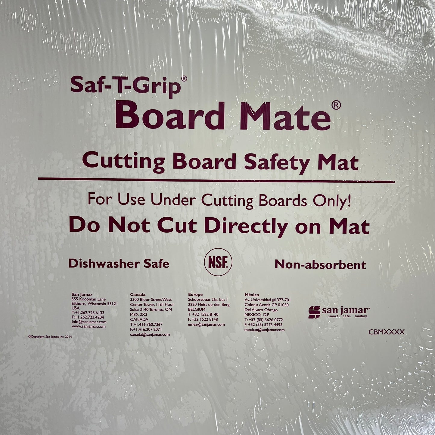 SAN JAMAR Saf-t-grip Cutting Board Mate Textured 16" x 22" White CBM1622