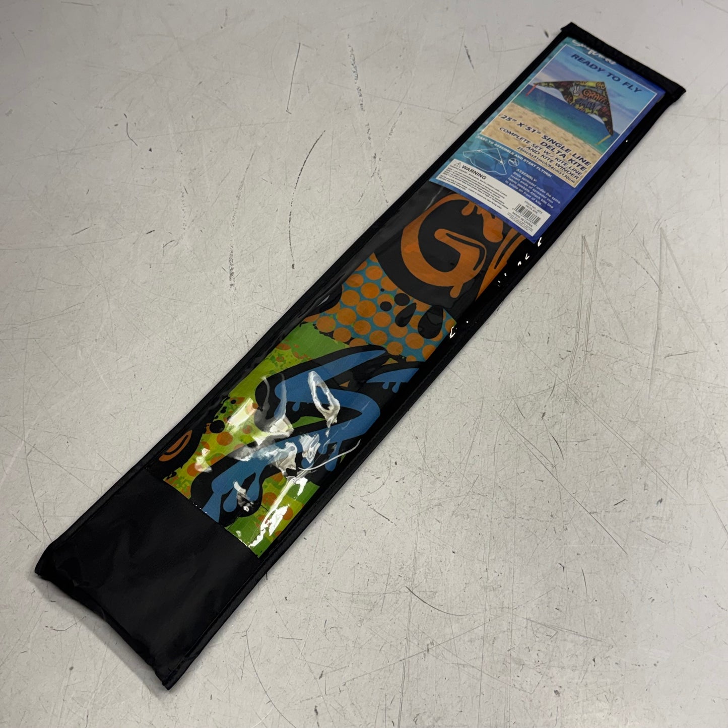 SURFGEAR Single Line Graffiti-Designed Delta Kite - Complete Set with Kite Line & Winder Sz 25" x 51" KIT2 DELTA KITE
