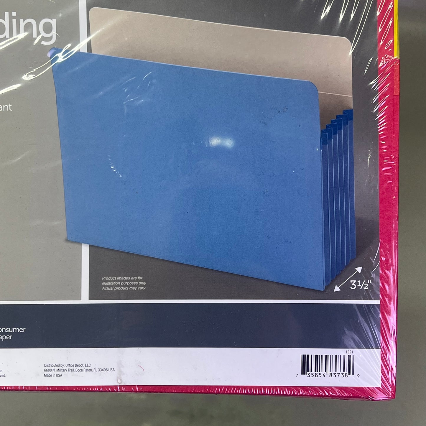 OFFICE DEPOT (5 PACK) File Cabinet Pockets  Letter Sz 3-1/2" Rainbow 1378432