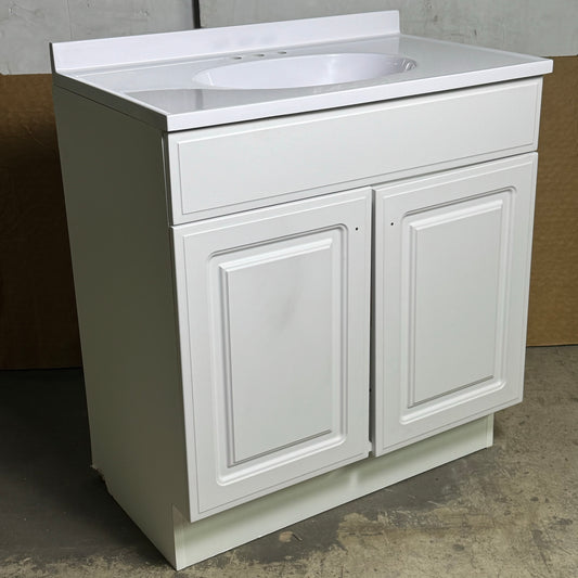 ZA@ ZENNA HOME Single White Vanity & Sini Top RBC30WW Sz 33”Hx30”Lx18”W (New Other)