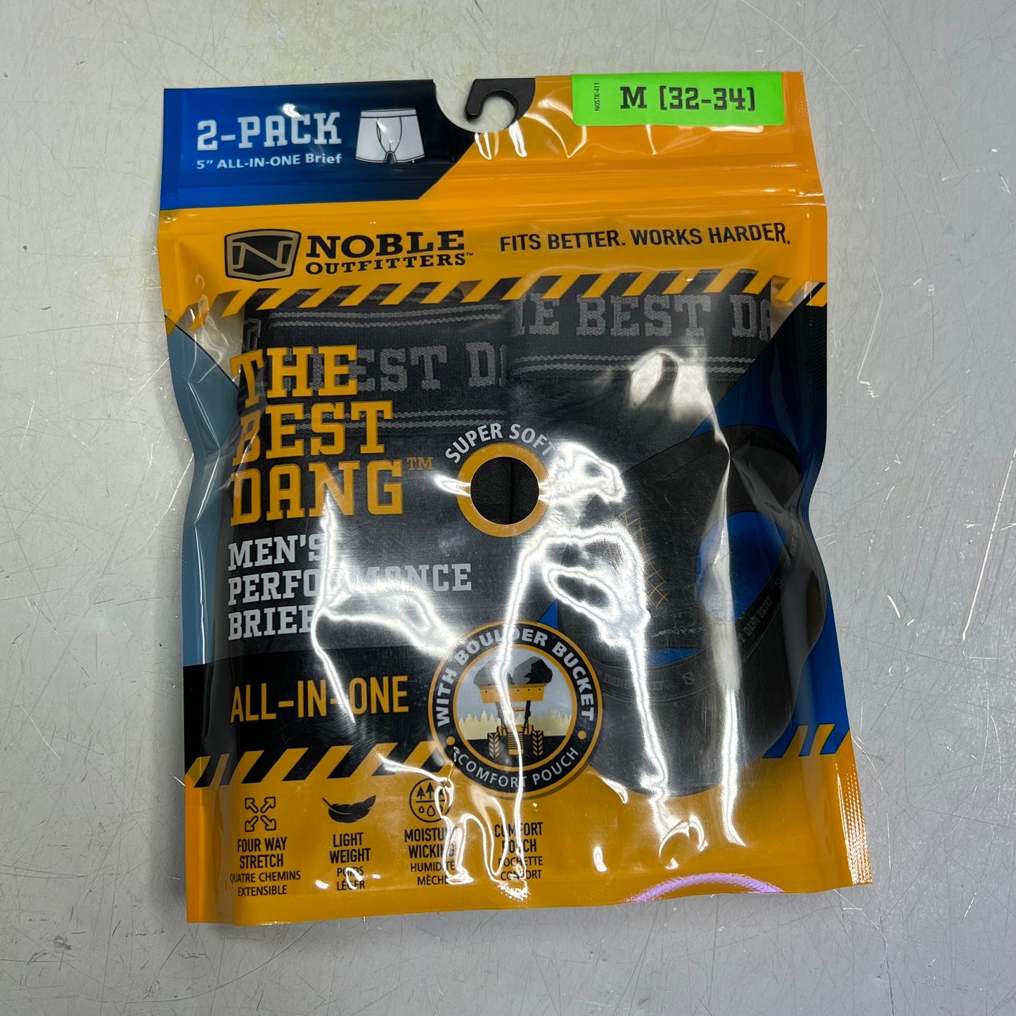 NOBLE OUTFITTERS (SET OF 2) The Best Dang Performance Brief Men's Sz M Black