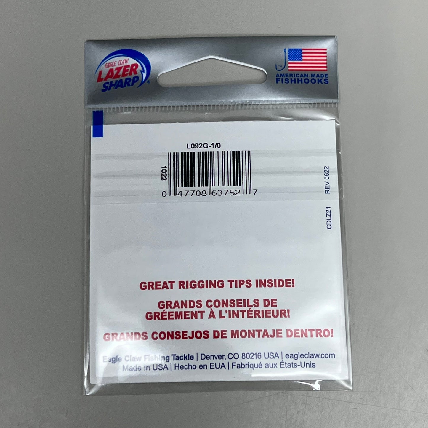 EAGLE CLAW (5 PACK) Wide Gap for Worm/Soft Plastics #1/0 6pc L092G-1/0