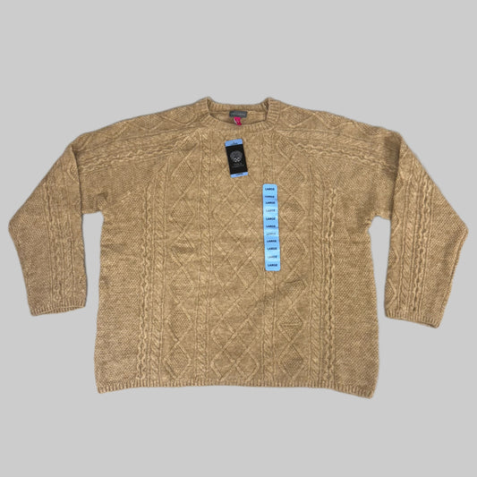 VINCE CAMUTO Cable Knit Sweater Women's Sz-L Latte Heather SC2895