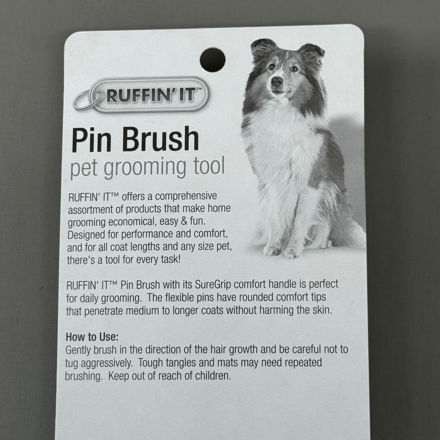 RUFFIN' IT Pin Brush Pet Grooming Brush Supergrip Comfort Handle 8 1/2" 19722